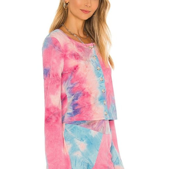 NEW Beach Riot Revolve Tie Dye 2 Piece Crop Top Flare Pants SMALL Lounge $220 - Picture 3 of 13